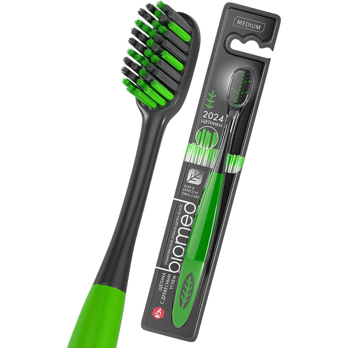 

Зубная щетка Biomed Black с древесным углем средняя цвет в ассортименте 1 шт
