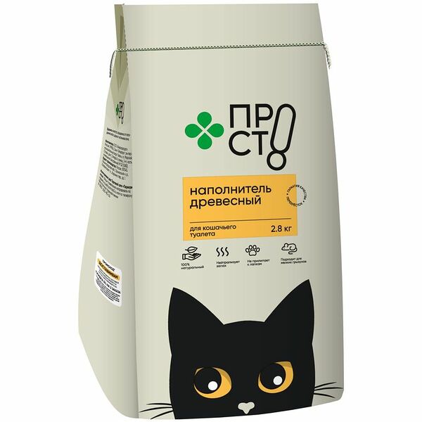Наполнитель для кошачьего туалета ПРОСТО древесный 2.8 кг
