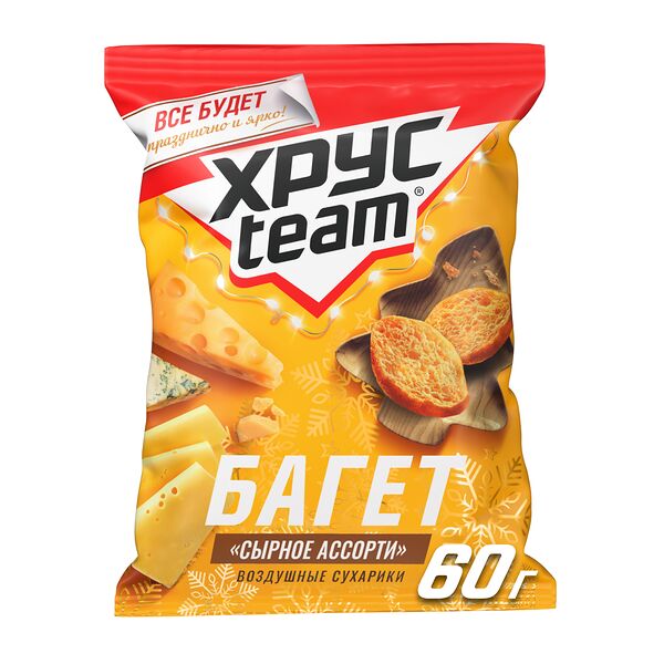 Сухарики Хрусteam Багет Сырное ассорти 60 г
