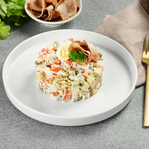 

Салат оливье Лента Fresh с говяжьим языком, вес