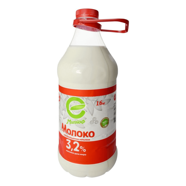Молоко пастеризованное Милкоф 3.2%, без змж 1.6 л