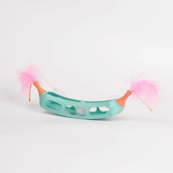 Игрушка-трек с мячиком и перьями для кошек, 33х7х6 см