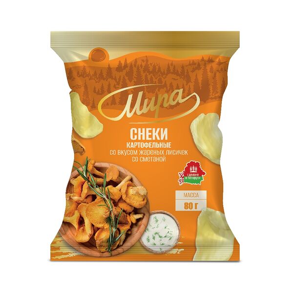 Снэки картоф Мира Жареные лисички со сметаной 80г