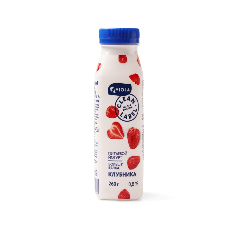 

Йогурт питьевой Viola clean label с клубникой, 0.8 %, 260 г