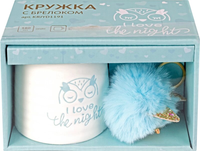 

Кружка HOMECLUB Meow с брелоком 380 мл, фарфор, Арт. KRJYD1191