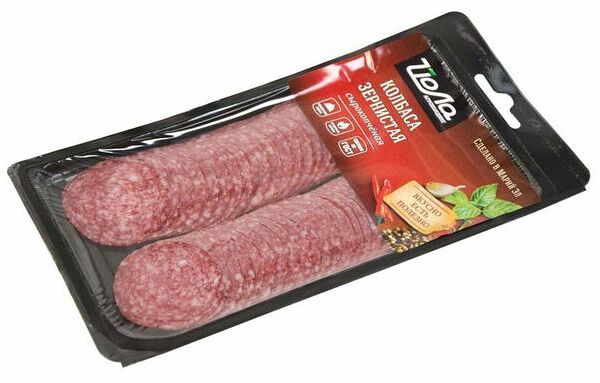 Колбаса Йола Зернистая сырокопченая нарезка 100 г