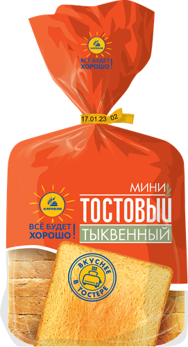 

Хлеб Каравай Тостовый тыквенный мини нарезанный 220 г