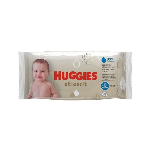 Салфетки влажные многослойные детские Huggies Elite Soft 56шт