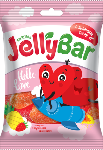 

Мармелад жевательный JellyBar со вкусами клубники ананаса 65 г