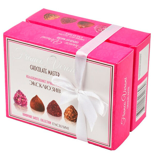Набор конфет Franco Veroni Эксклюзив с лепестками роз, какао-порошком, гибискусом, вафельной крошкой, 125г
