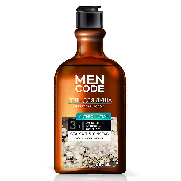 Гель для душа Men Code Anti-Pollution Sea Salt&Ginseng 300 мл