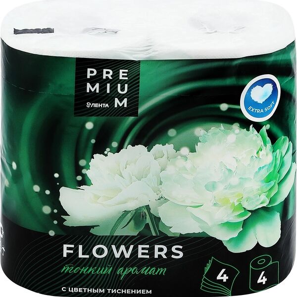 Бумага туалетная Лента Premium Flowers 4-слоя ароматизированная 4 шт