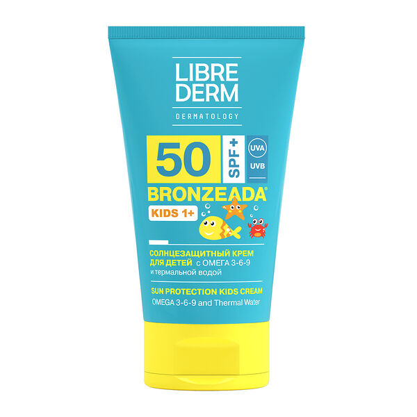 Солнцезащитный крем для детей Librederm Bronzeada Kids 1+ SPF 50 + с Омега 3-6-9 и термальной водой 150 мл