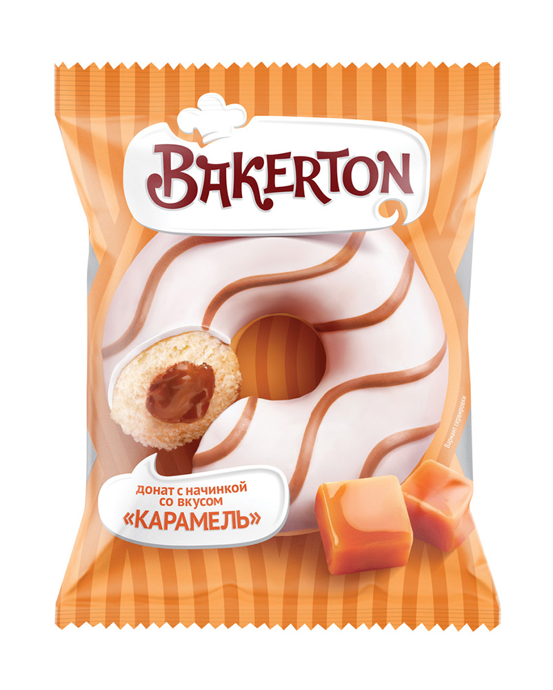

Донат Bakerton с карамельной начинкой 67 г дизайн в ассортименте