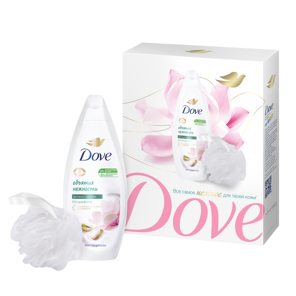 

Набор подарочный Dove Объятия нежности: Крем-гель для душа 250 мл, Мочалка 1 шт.
