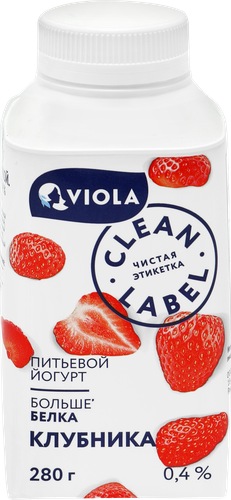 

Йогурт питьевой Viola Clean label клубника 0.4%, 280 г