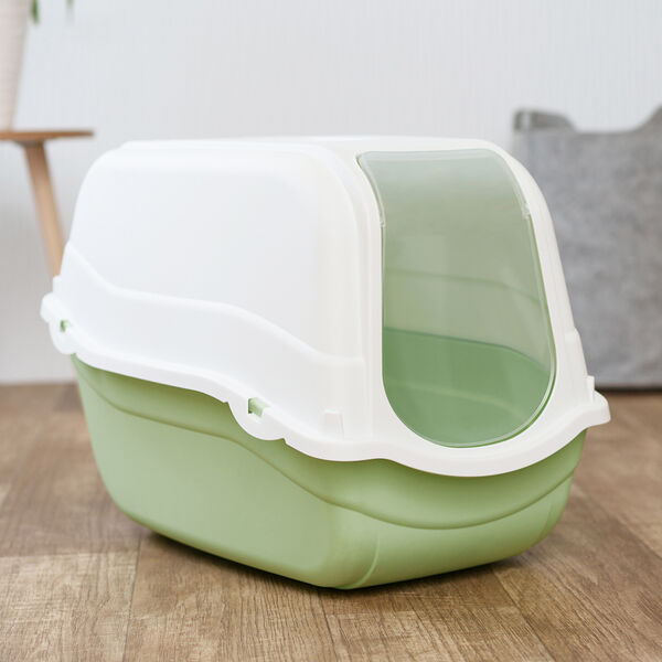 Туалет MP Bergamo для кошек закрытый Ромео, 57х39х41 см, светло-зеленый