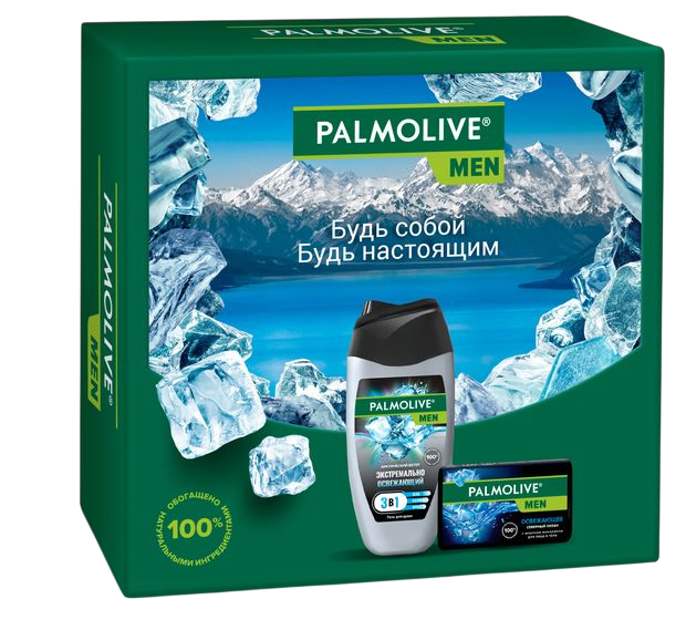 

Подарочный набор Palmolive Men: Гель для душа Арктический ветер 250 мл, Туалетное мыло Северный океан 90 г