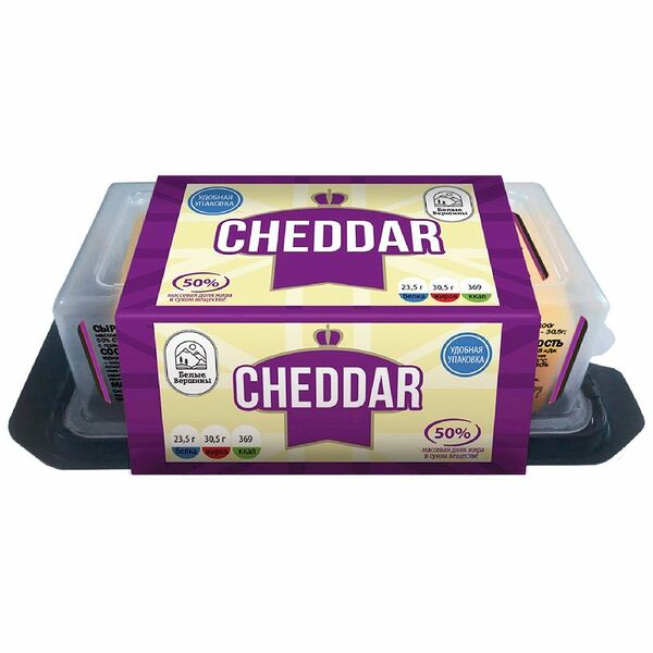 Сыр Cheese Box Белые вершины Чеддер 50%, 200 г