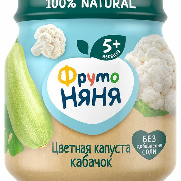 Пюре ФрутоНяня натуральное из цветной капусты и кабачков с 5 мес., 110 г