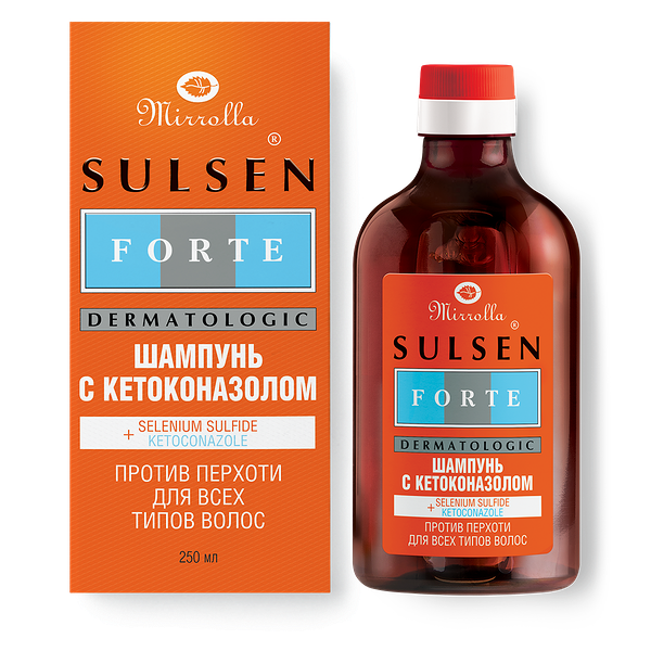 Шампунь Mirrolla Sulsen Forte с кетоконазолом против перхоти для всех типов волос 250 мл