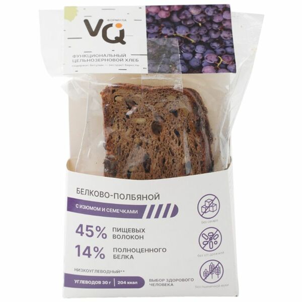 Хлеб VQ Формула белково-полбяной с изюмом и семечками 250 г