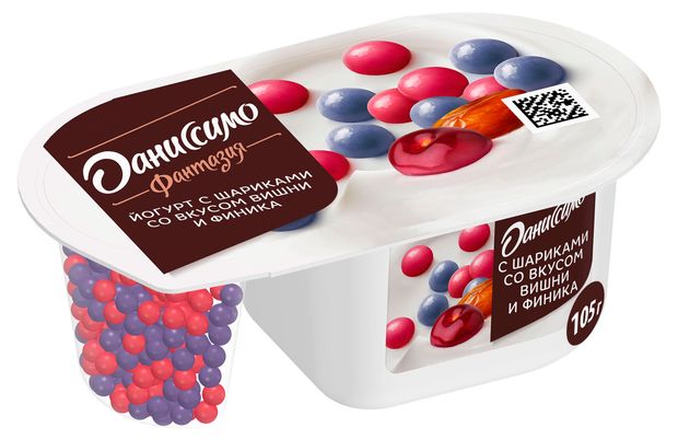 

Йогурт Даниссимо с шариками со вкусом Вишни и финика 6.9% 105 г