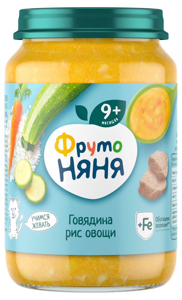 

Пюре мясорастительное ФрутоНяня говядина рис овощи с 9 месяцев 190 г