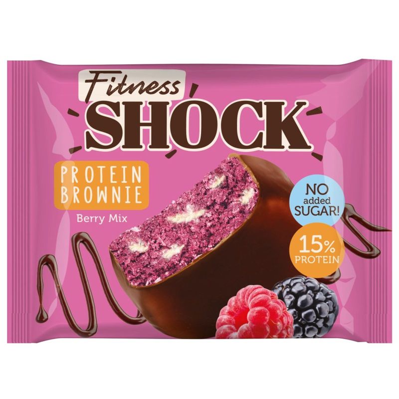

Бисквит FitnesShock протеиновый брауни ягодный микс в молочном шоколаде 50 г