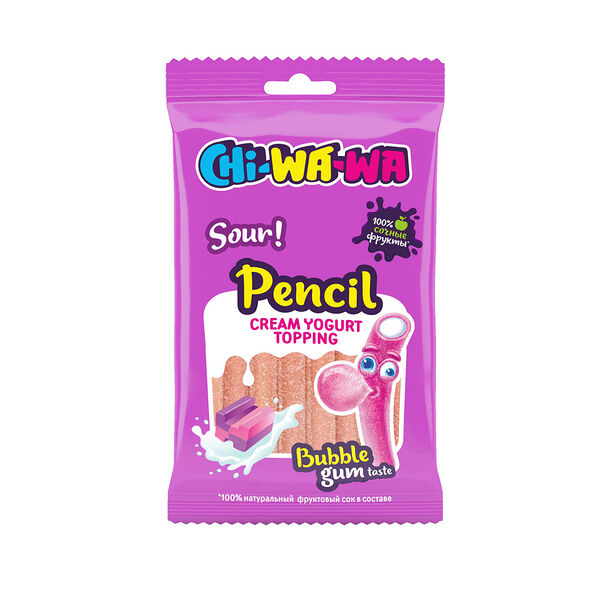 Мармелад жевательный Chi-Wa-Wa Карандаш кислый бабл-гам 80 г