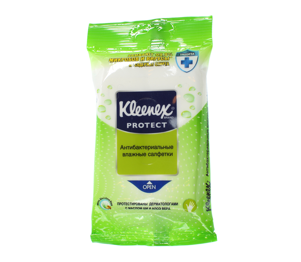 

Салфетки влажные Kleenex Бережная защита антибактериальные 10 шт