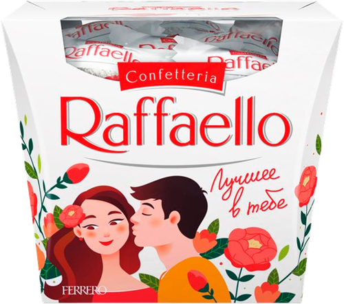 

Конфеты Raffaello с цельным миндальным орехом в кокосовой обсыпке 150 г дизайн в ассортименте