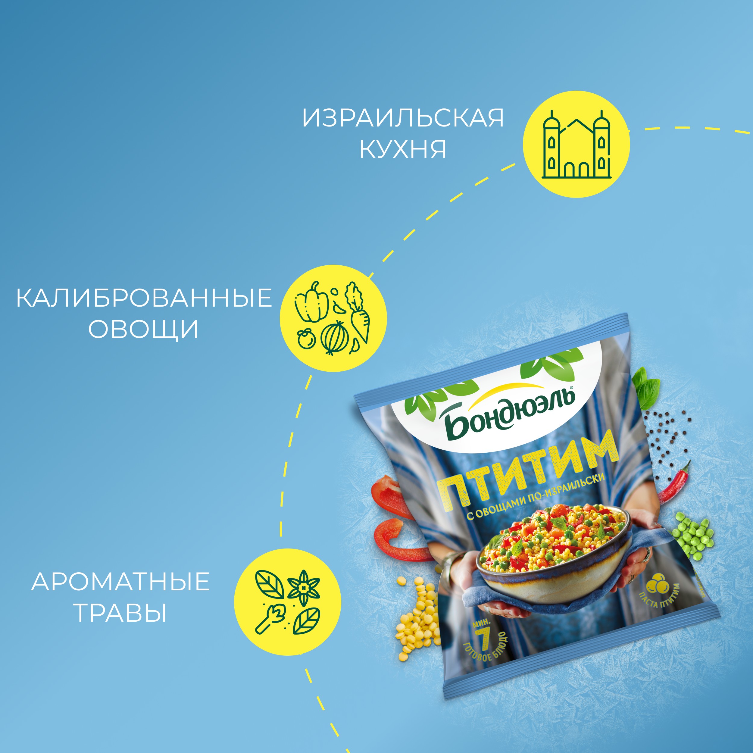 

Овощи Бондюэль Птитим по-израильски, смесь замороженная, 400 г