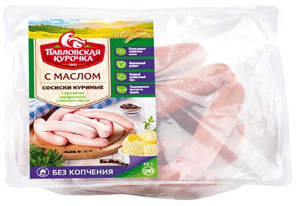 Сосиски Павловская Курочка куриные с маслом вес