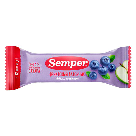

Батончик Semper детский Яблоко и черника 15 г