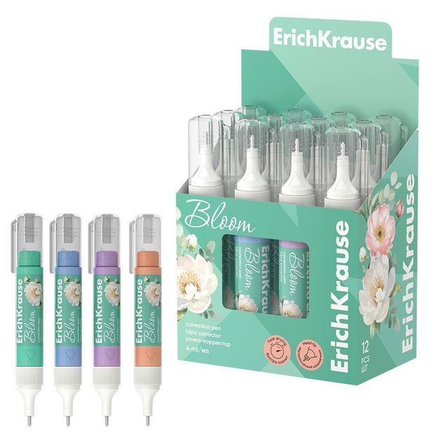 

Ручка-корректор ErichKrause Pastel Bloom 4 мл 1 шт цвет корпуса в ассортименте