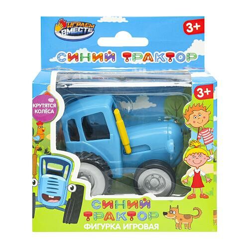 Транспорт игрушечный Играем Вместе Синий трактор 6 см
