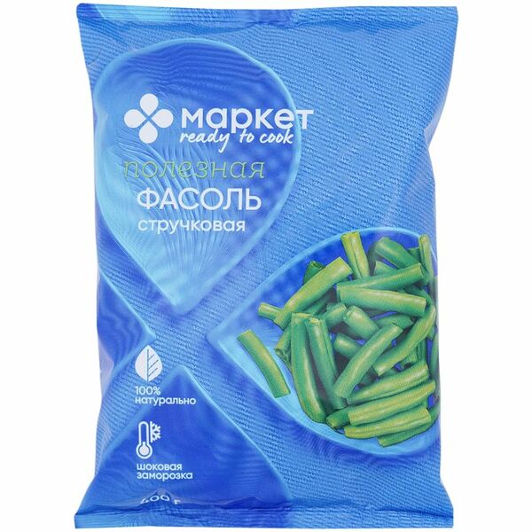 Фасоль стручковая резаная быстрозамороженная Маркет Перекрёсток 400 г