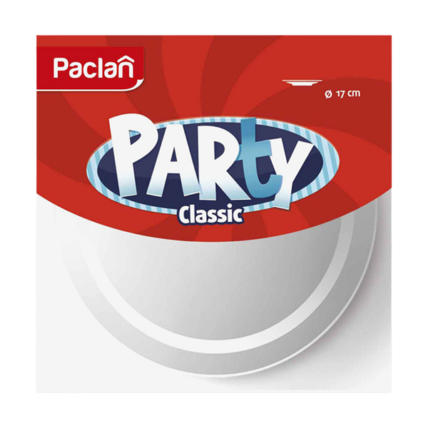 Тарелка Paclan Party одноразовая белая 17 см 6 шт