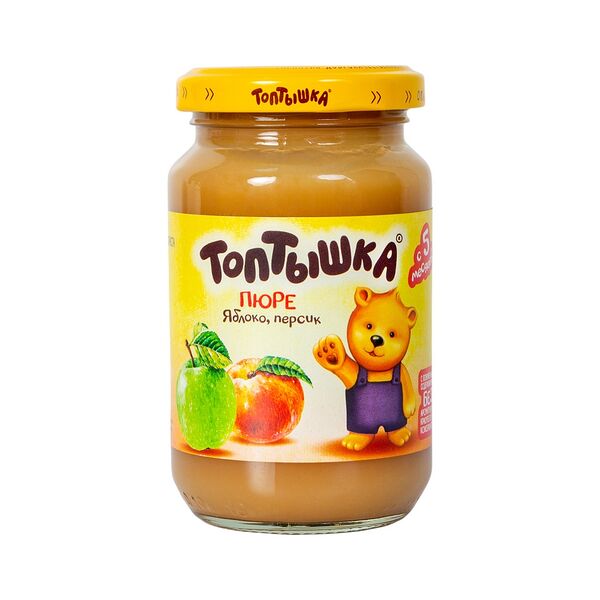 Пюре фруктовое Топтышка яблоко персик с/сах с 5мес 190г ДП