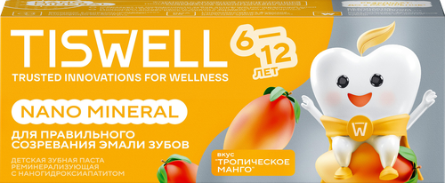

Зубная паста детская Tiswell Реминерализующая Трописечкое Манго 6-12 лет 60 г