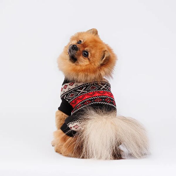 Свитер с узорами для собак, 35 см, коричневый