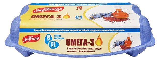 

Яйцо Экоптица Куриное Омега-3 С1 белое столовое 10 шт