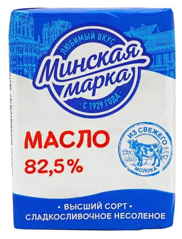 

Масло сладкосливочное Минская марка несолёное 82.5% 180 г