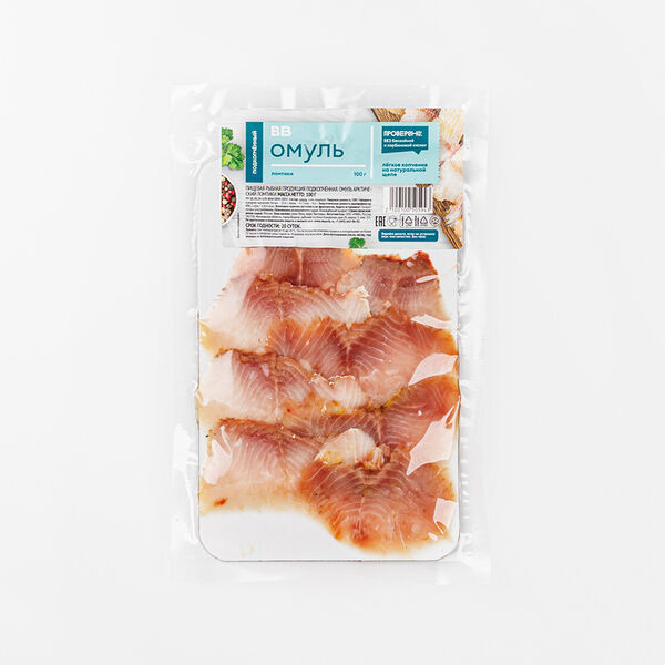 Омуль ломтики подкопченные 100 г