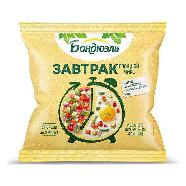 Овощи замороженные Бондюэль Завтрак с кабачком, смесь для омлета и яичницы, 200 г