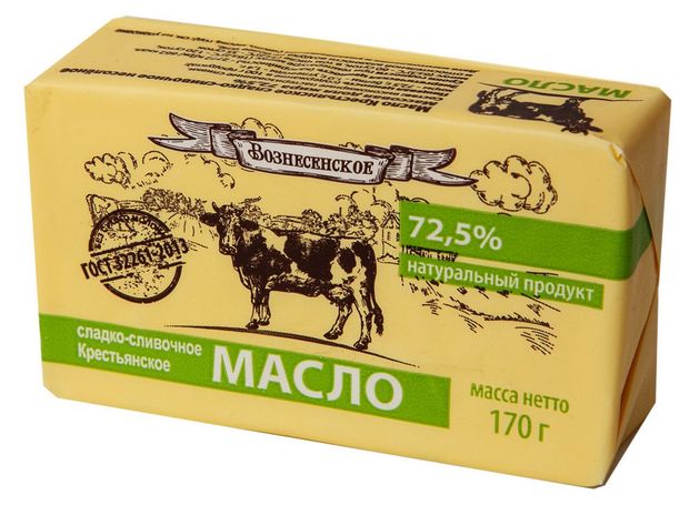 

Масло сливочное ВОЗНЕСЕНСКОЕ 72,5%, без змж