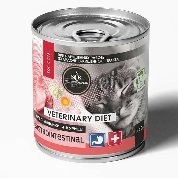 Влажный корм для кошек Secret For Pets Premium Gastrointestinal с мясом индейки и курицы 240 г