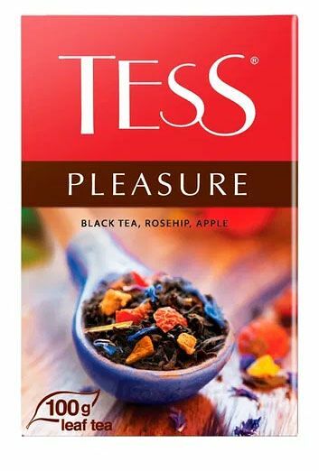 Чай Tess Pleasure чёрный с шиповником и яблоком листовой 100 г