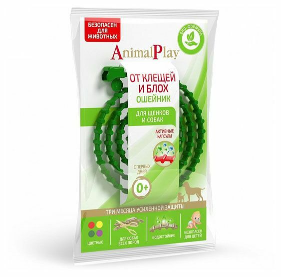 Ошейник от блох и клещей Animal Play для щенков и собак 75 см